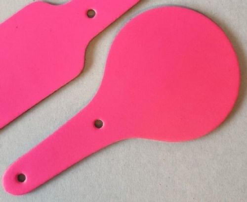 Leather Key Fob Blanks - Round Shape - Various Colours - Qty Options (Fluorescent Pink, 100)